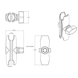 RAM Mount arm 9,4 cm dubbel socket arm 1 inch B-kogelhouder - RAM-B-201U